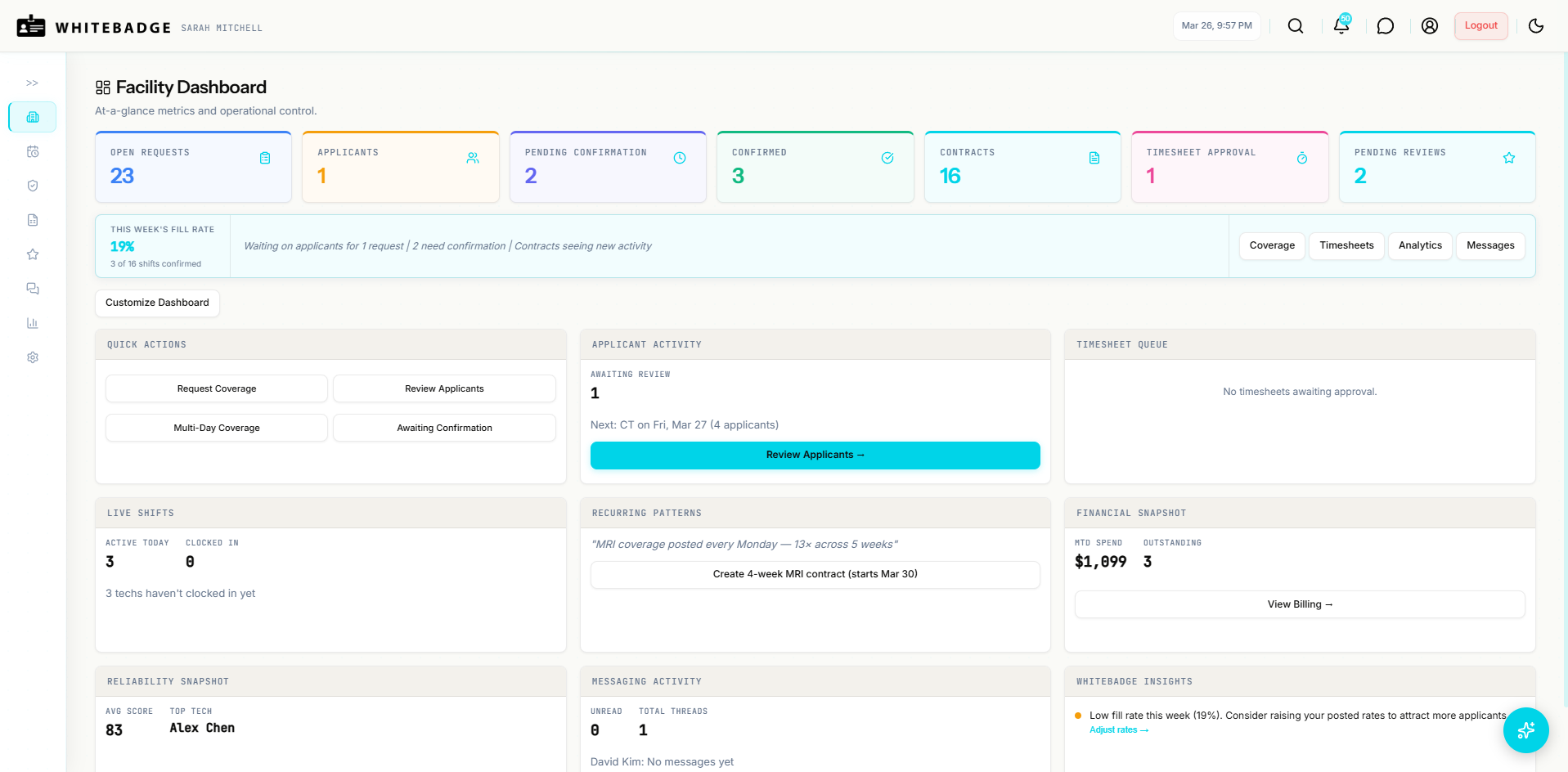 WHITEBADGE — Dashboard
